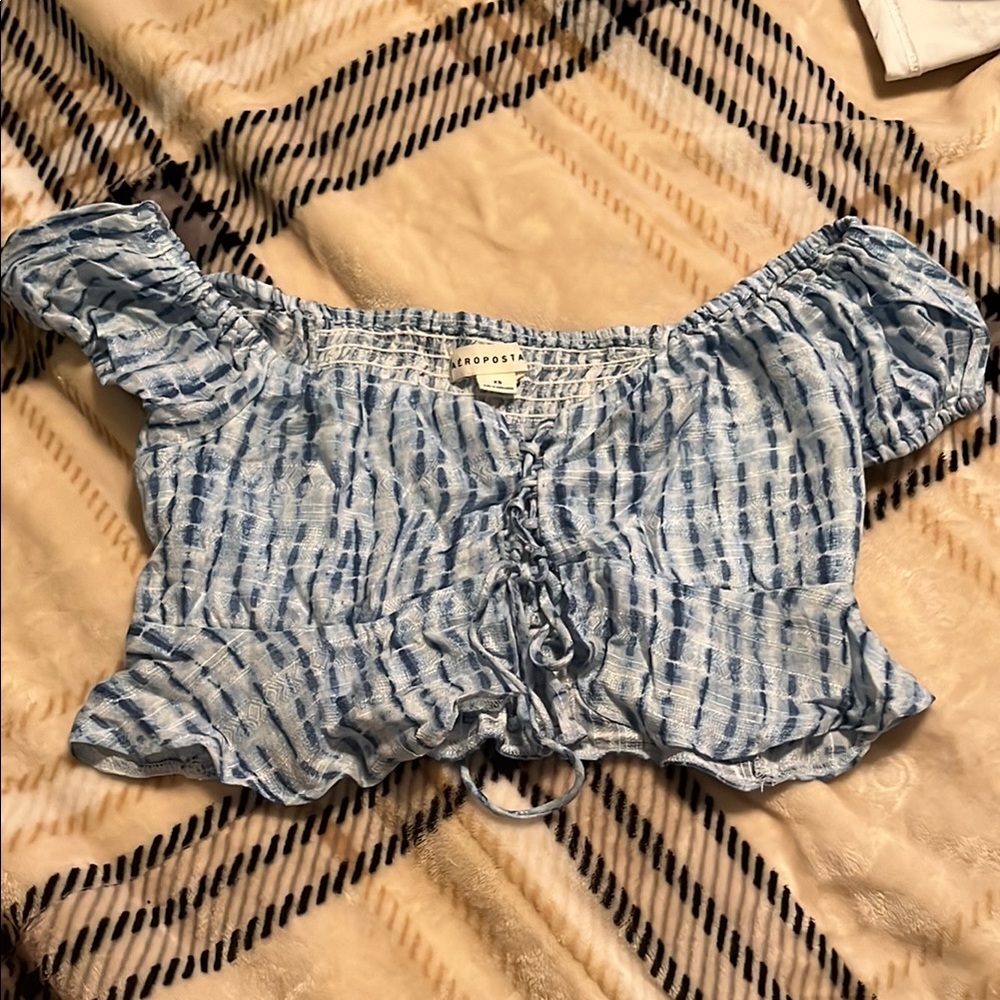 Aeropostale Blue Off-Shoulder Top